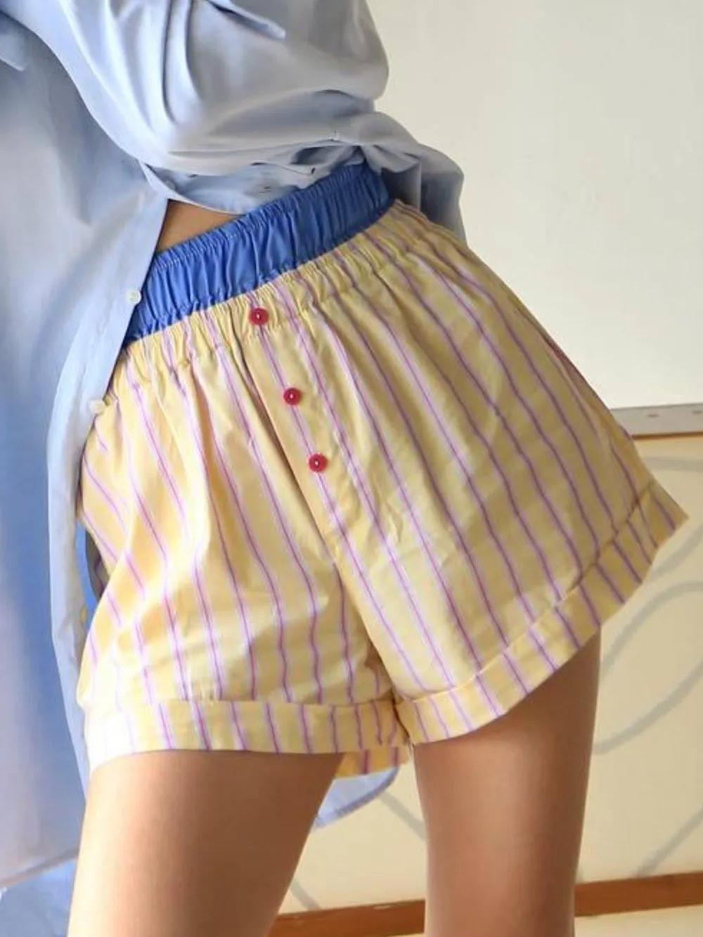 Striped Elastic Waist Shorts, image 14