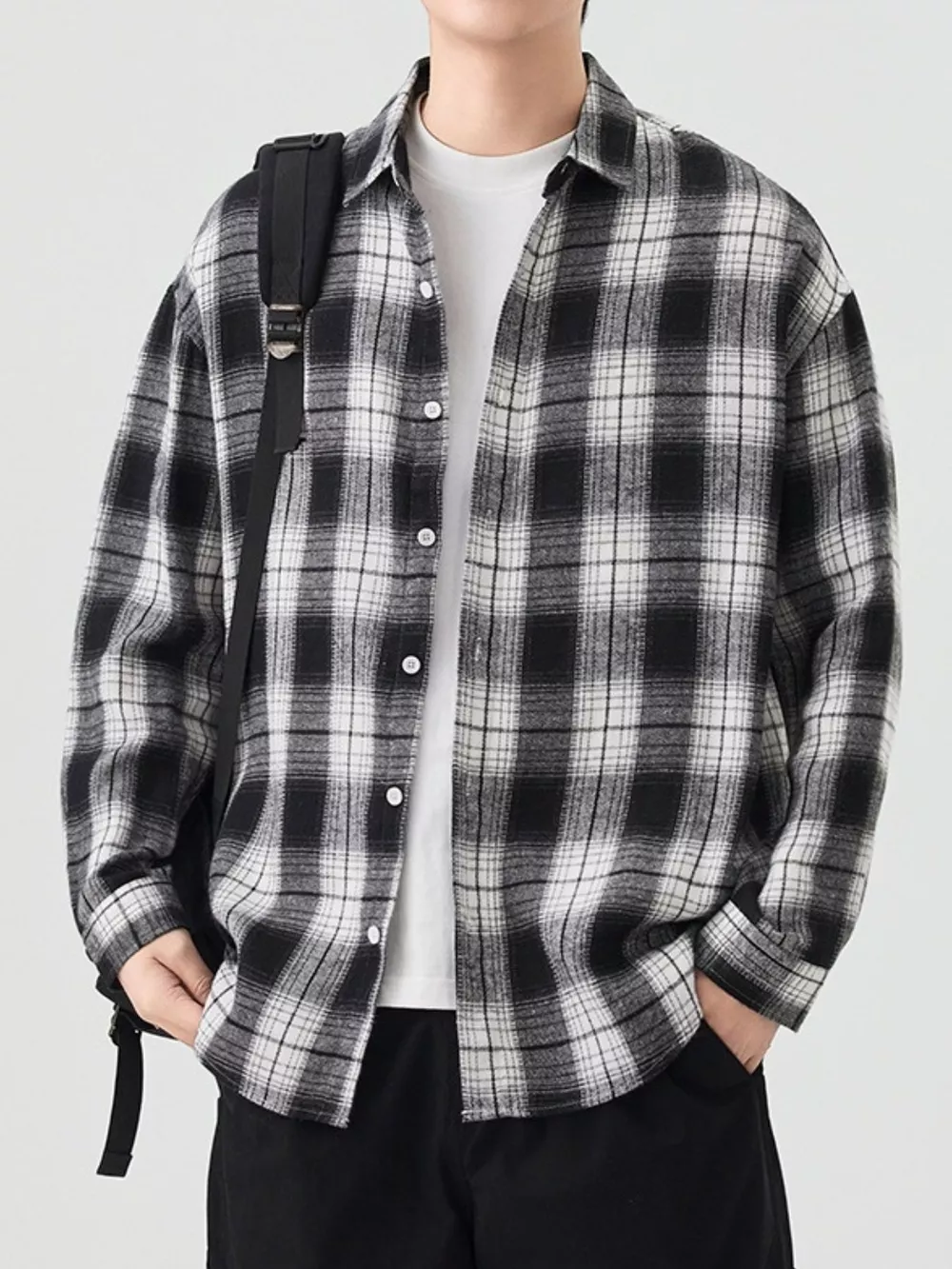 Men's Plus Size Casual Plaid Button Up Shirt