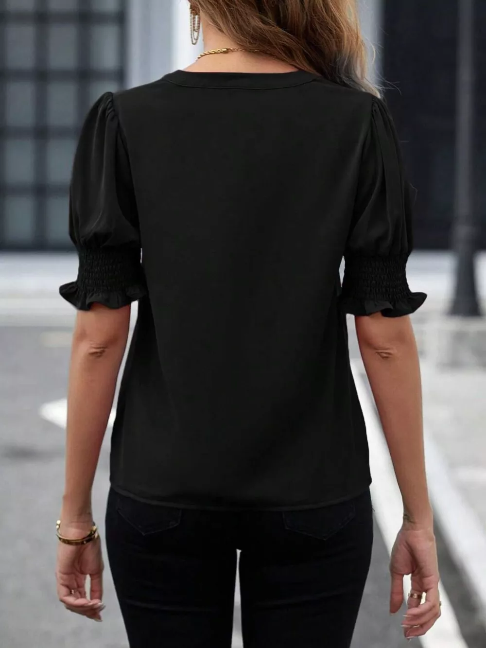 Notched Half Sleeve Blouse, image 28