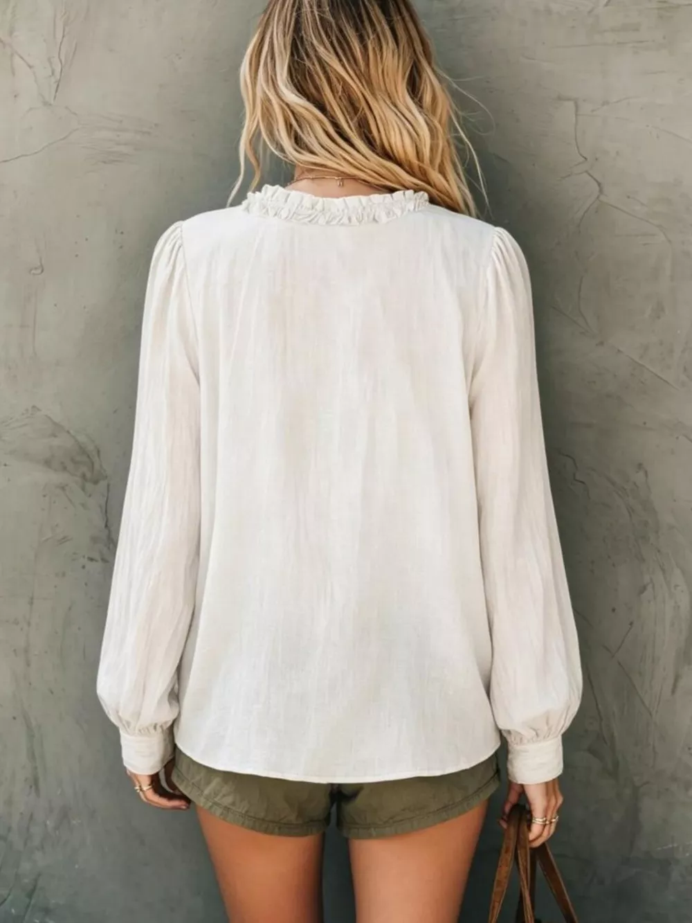 Frill V-Neck Long Sleeve Blouse, image 5