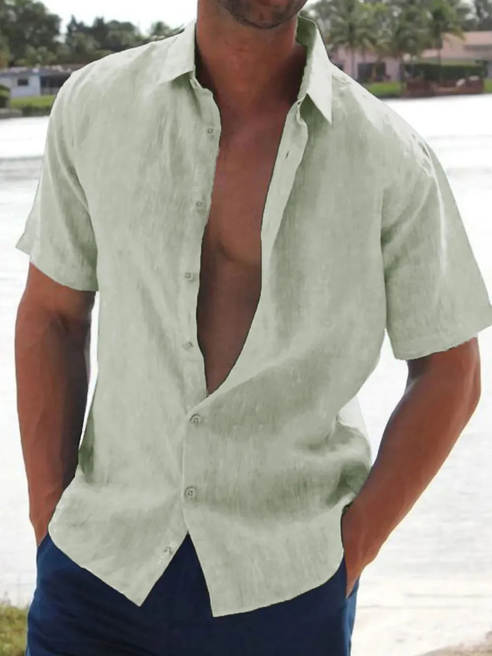 Men's Full Size Button Up Short Sleeve Shirt Plus Size, image 7