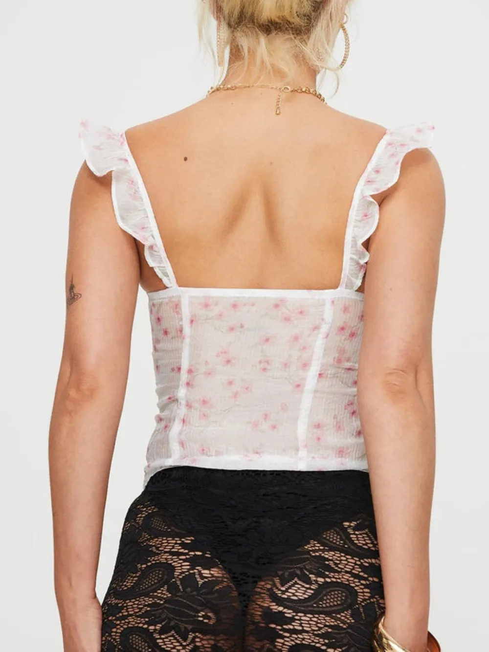Ruffled Floral Square Neck Cami, image 4