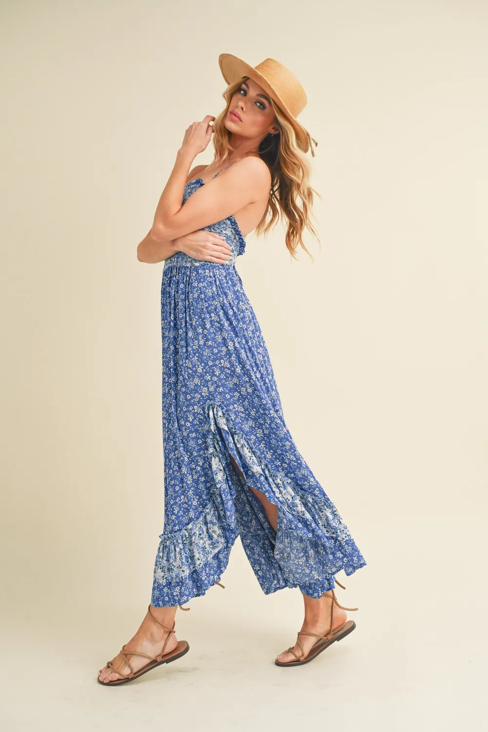 Ditsy Floral Ruffled Hem Maxi Cami Dress, image 8