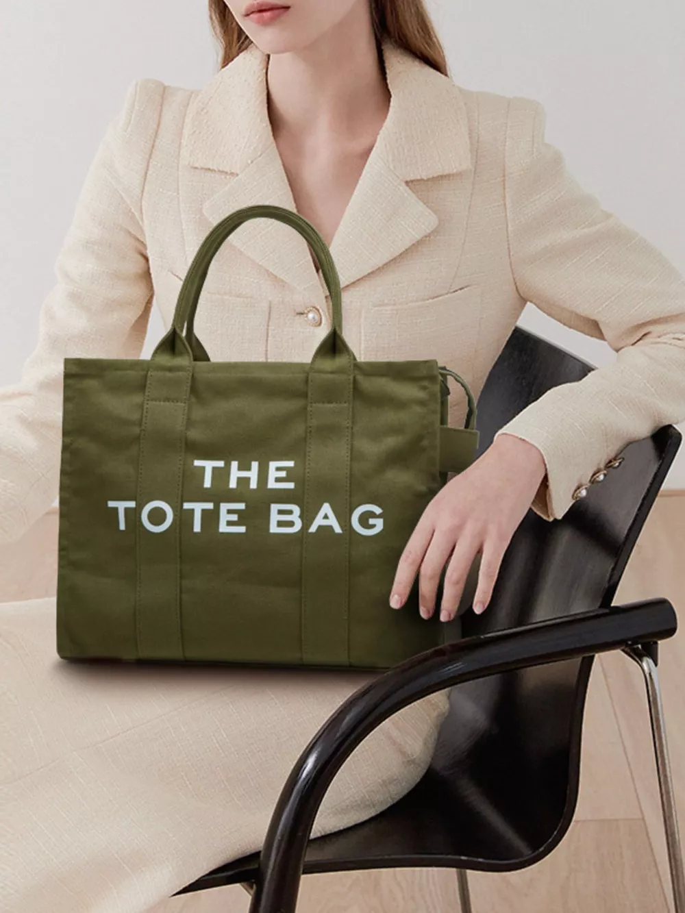 Letter Graphic Canvas Handbag, image 5