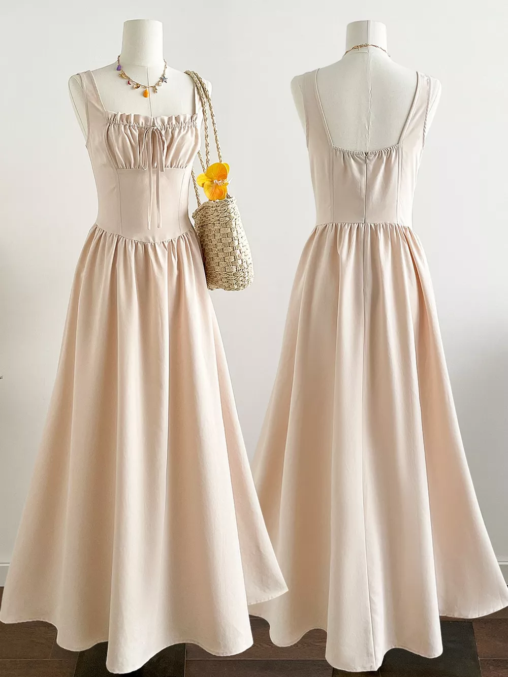 Square Neck Sleeveless A-Line Dress, image 5