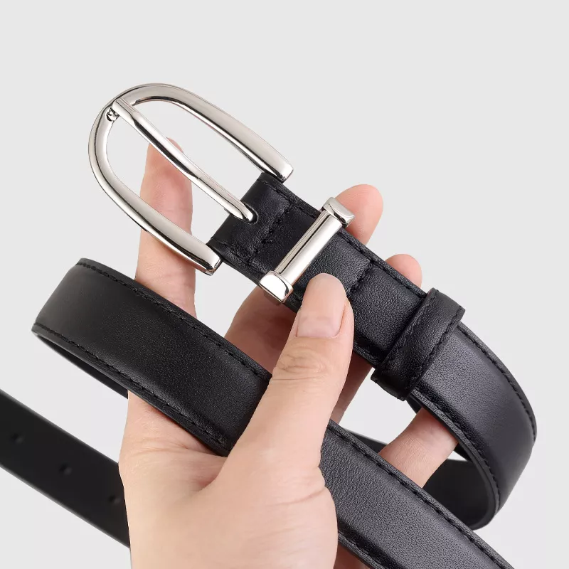 Classic Leather Belt with Silver Buckle, image 2