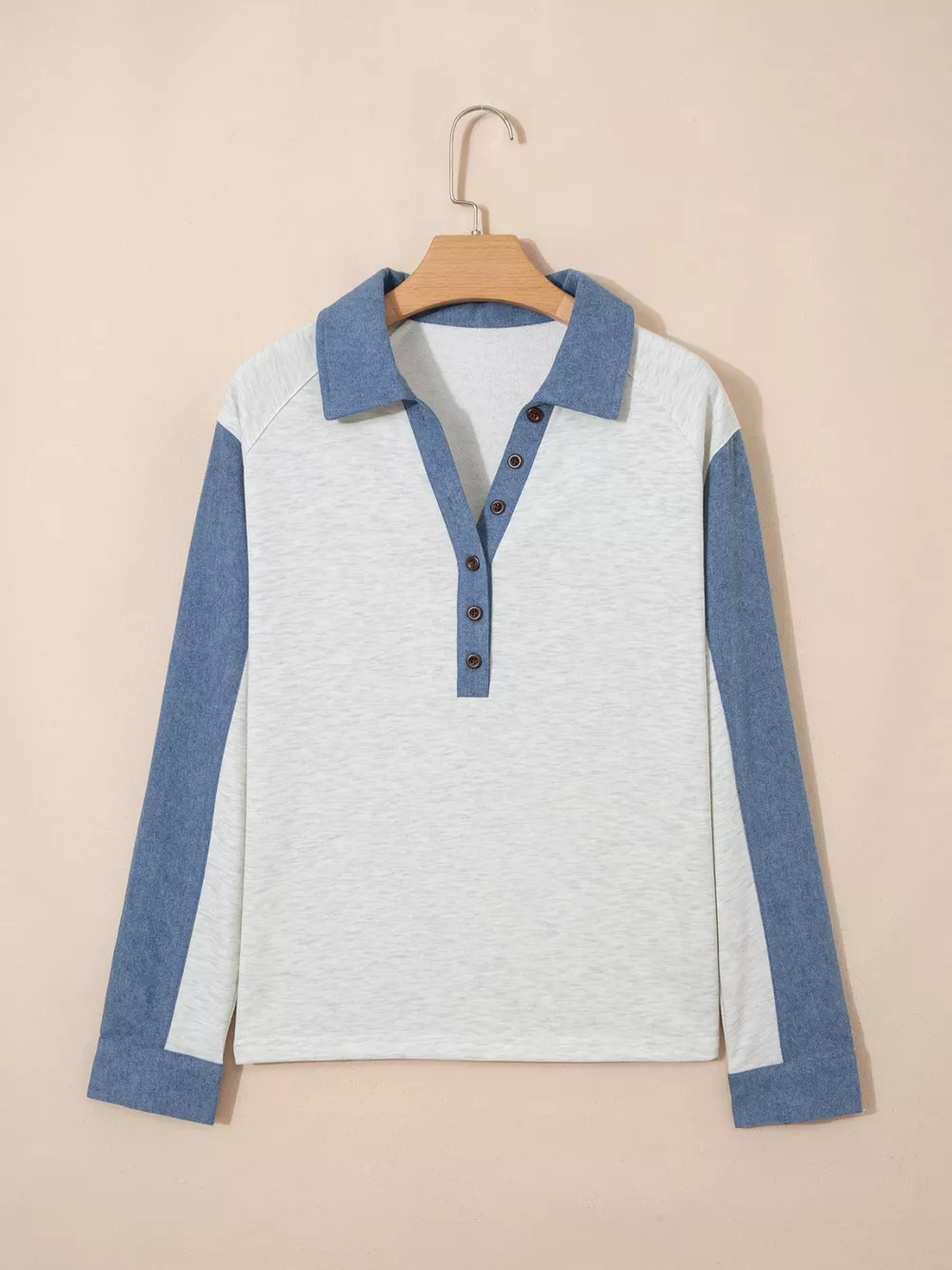 Color Block Button Detail Long Sleeve Top, image 9