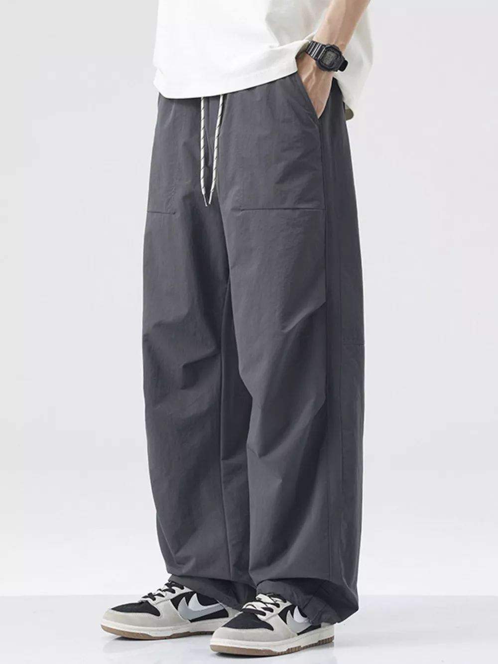 Men's Loose-Fit Drawstring Wide Leg Pants, image 9