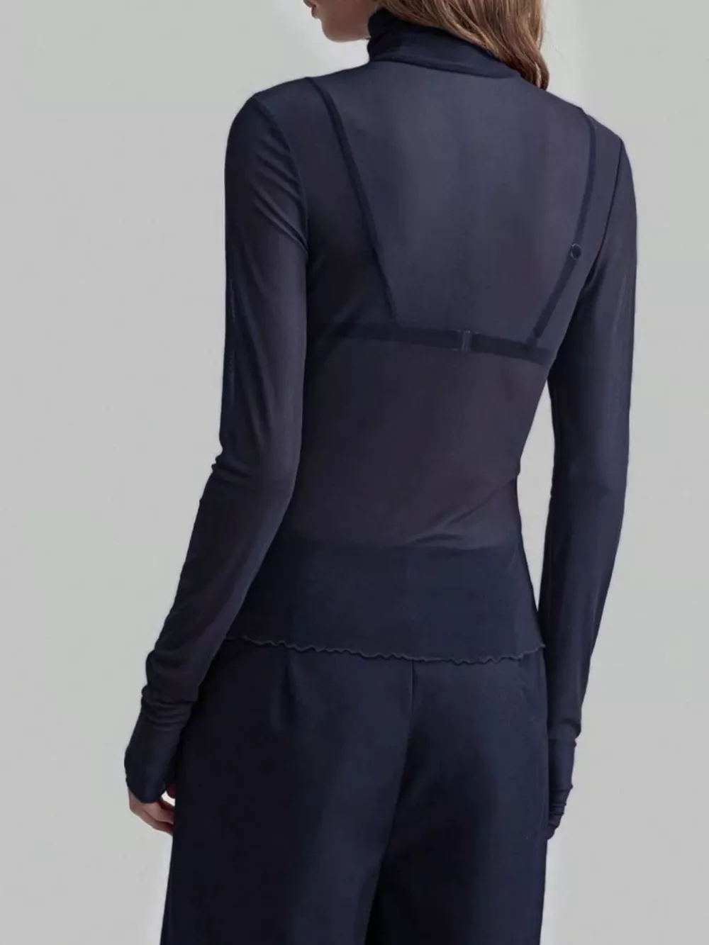Sheer Mesh Turtleneck Top, image 12