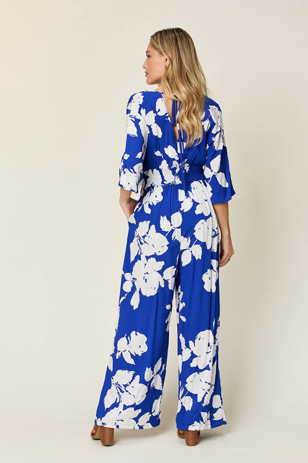 Full Size Printed Tie Back Wide Leg Jumpsuit, image 18
