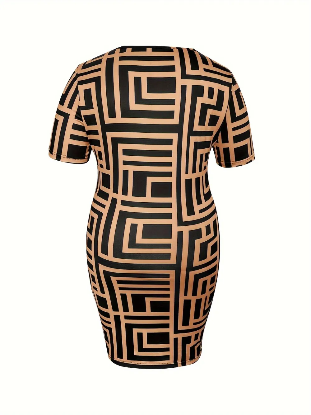 Plus Size Sweetheart Neck Short Sleeve Mini Dress, image 3