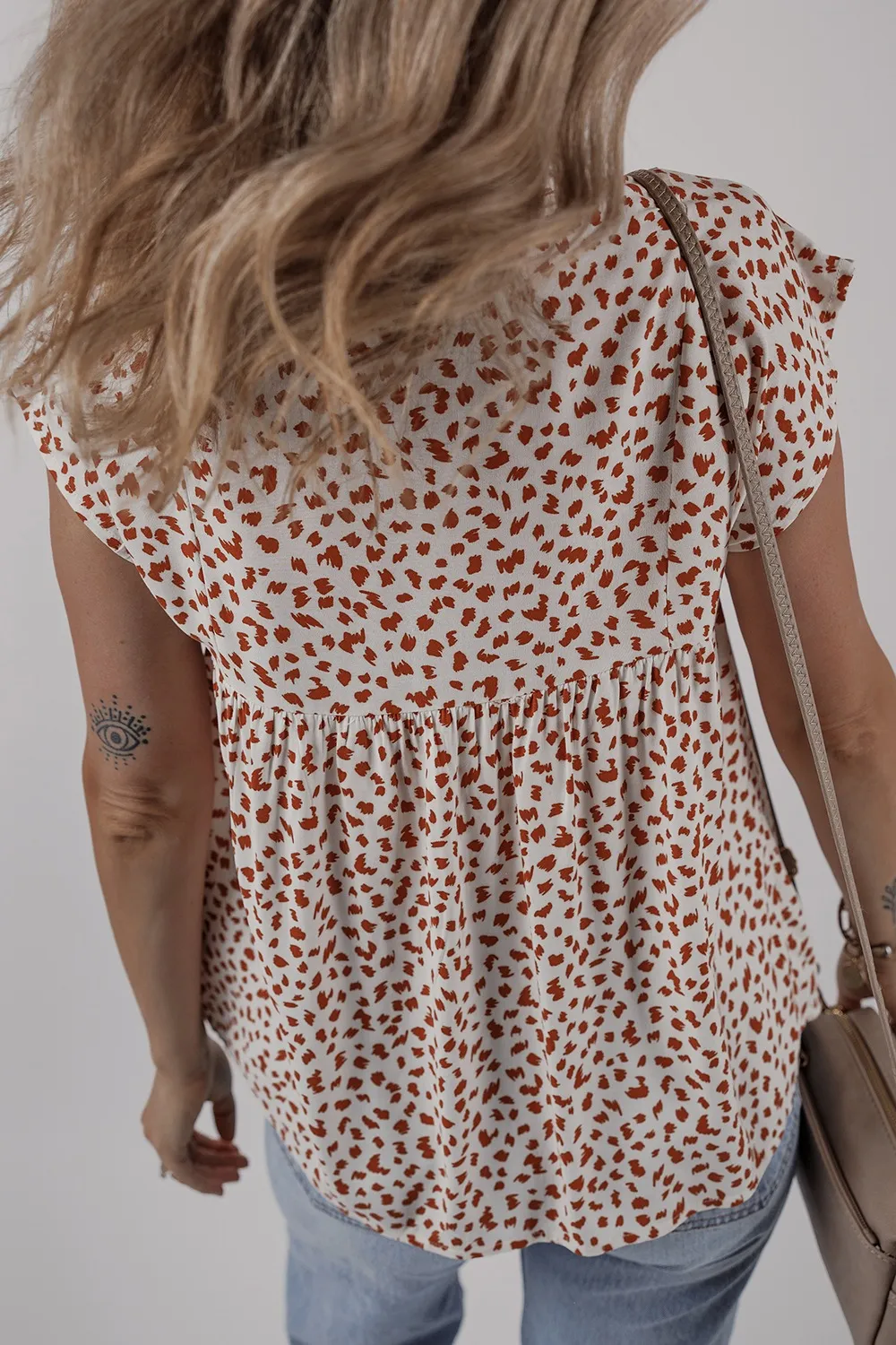 Printed Floral Embroidery Tie Neck Blouse, image 4
