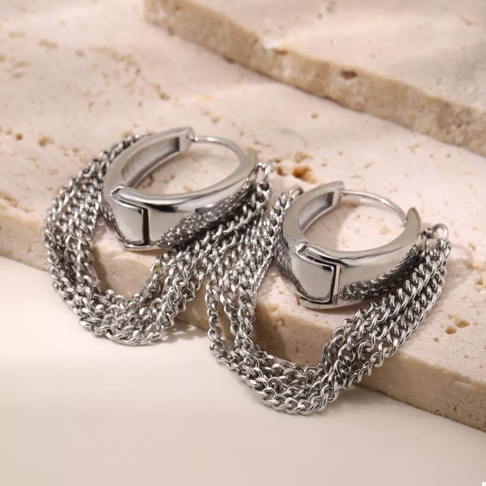 Chunky Chain Hoop Earrings, image 9