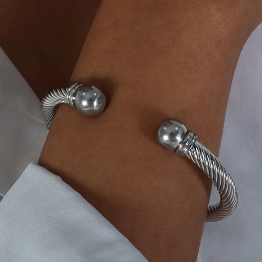 Stainless Steel Twisted Cable Cuff Bracelet, image 8