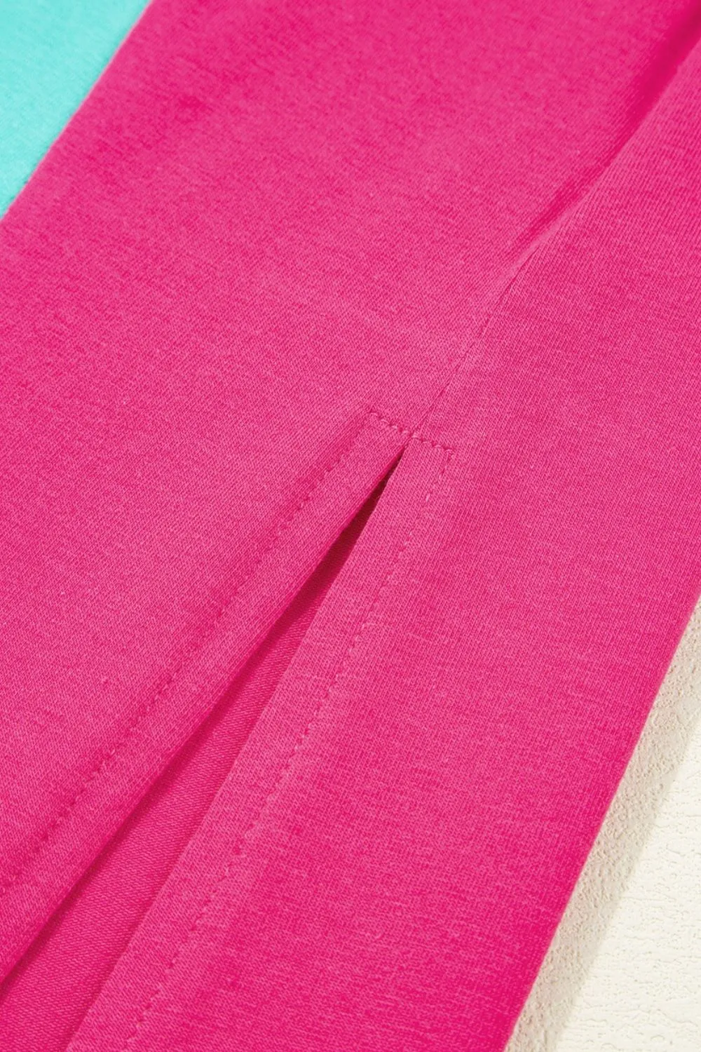 Frill Color Block Crew Neck Loose Fit T Shirt, image 8