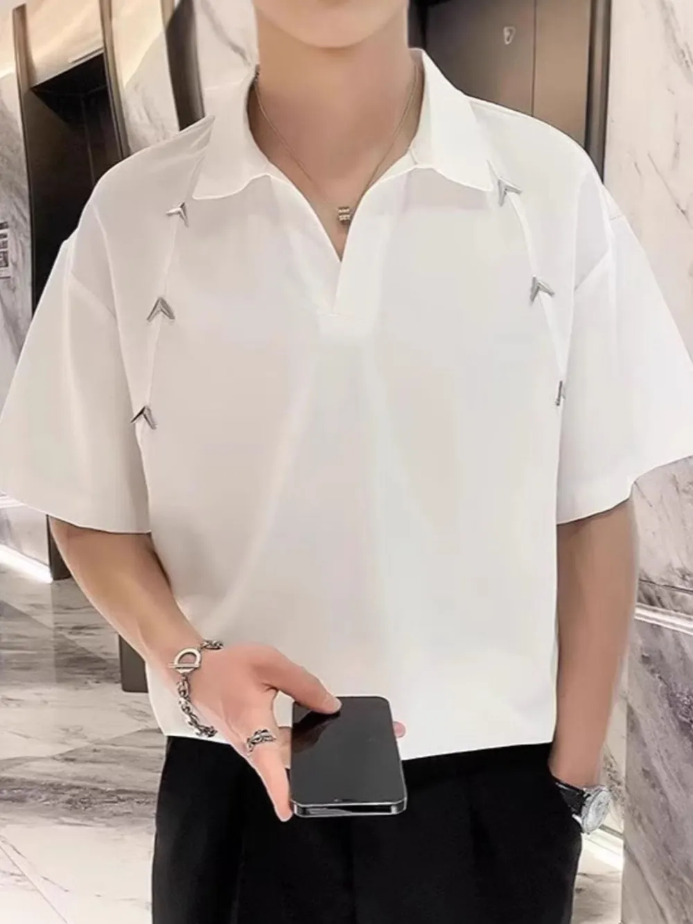 Men's Plus Size Collared Neck Short Sleeve Polo, image 2