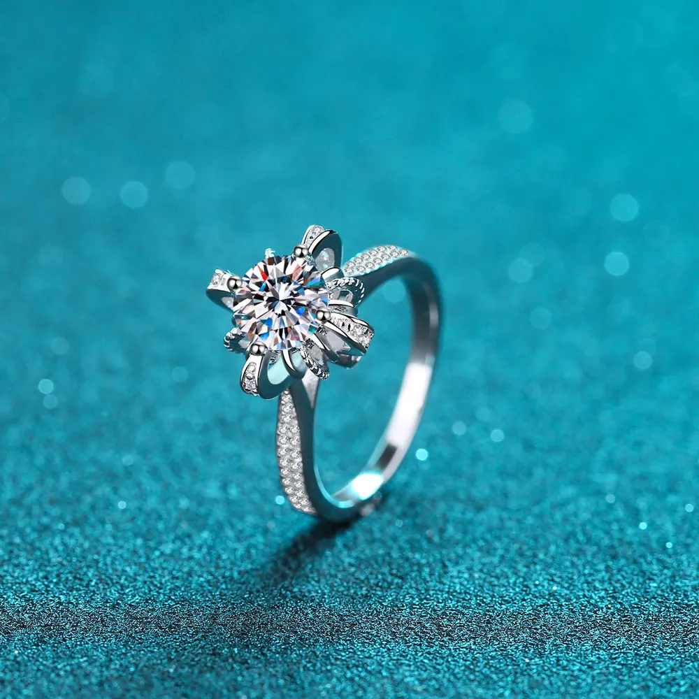 1 Carat Moissanite 925 Sterling Silver Ring, image 2