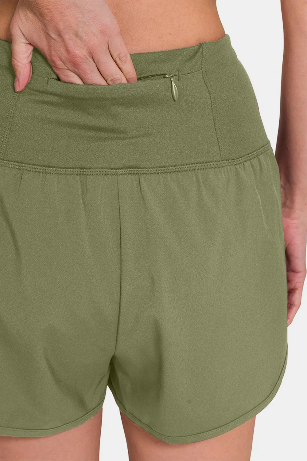 High-Waisted Zippered Back Pocket Active Shorts, image 5