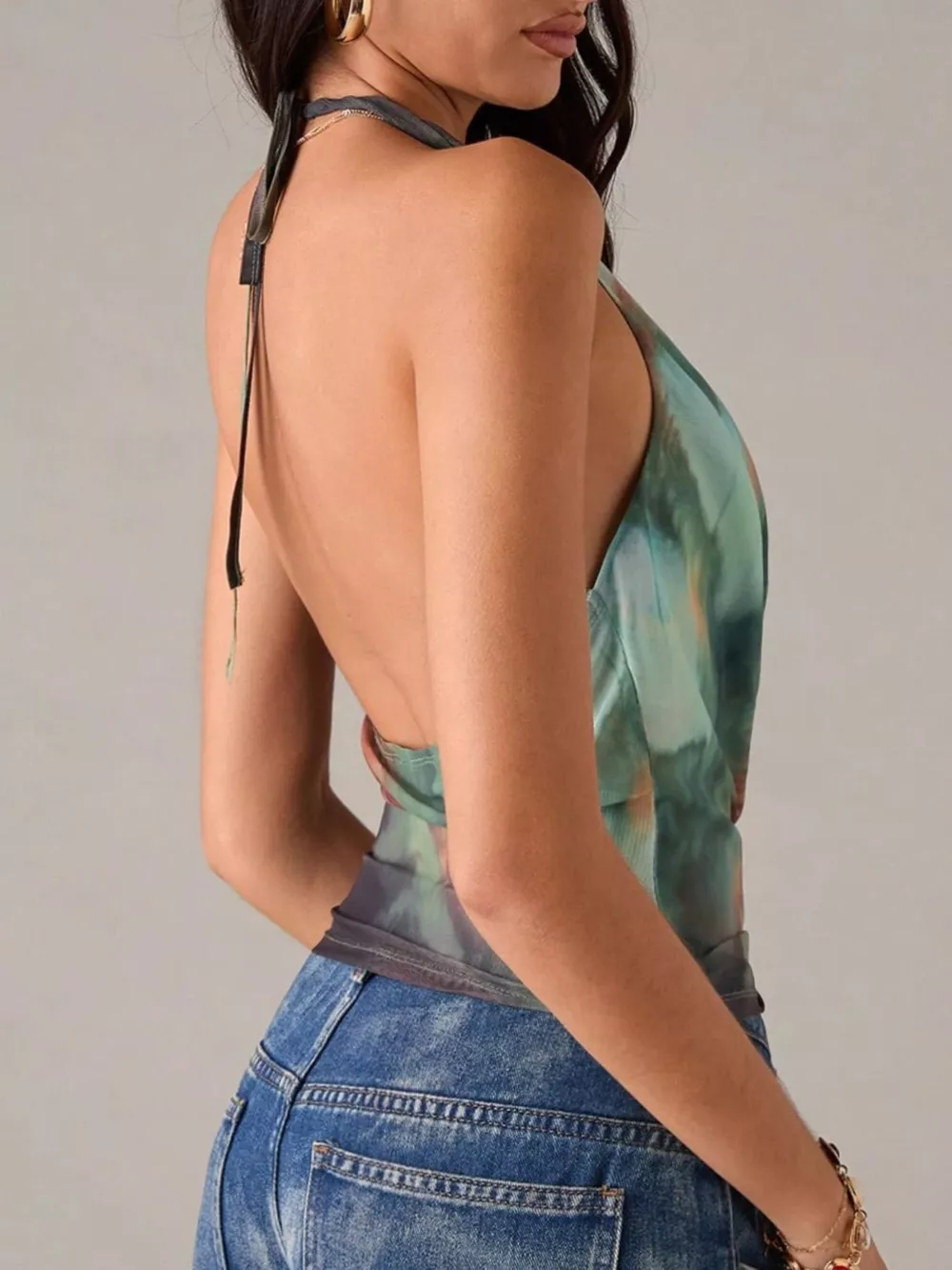 Abstract Print Halter Neck Cami, image 3