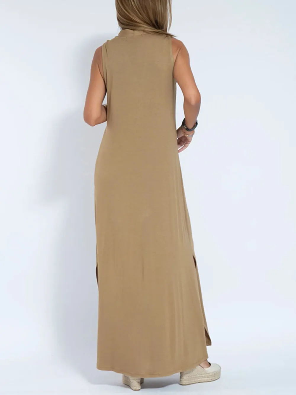 Full Size V-Neck Sleeveless Maxi Dress with Slit Plus Size, image 9