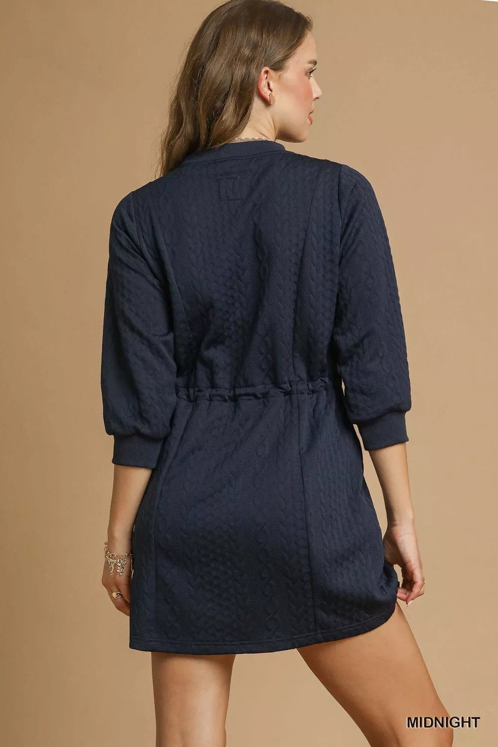 Drawstring Cable Knit Mini Dress with Pockets, image 4