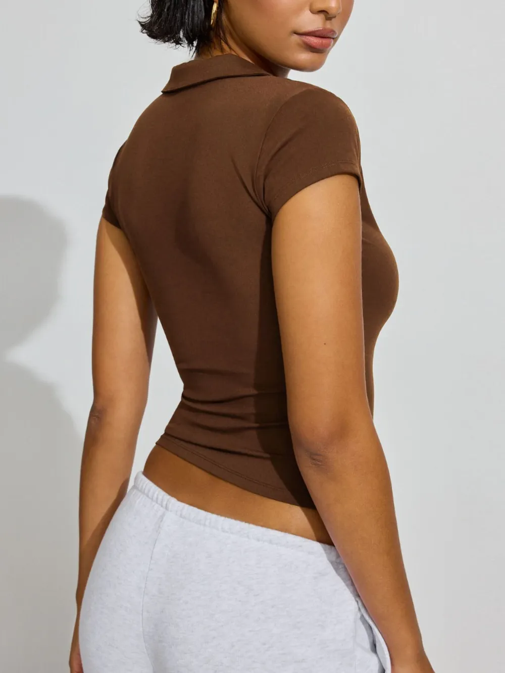 Collared Neck Short Sleeve Top, image 4