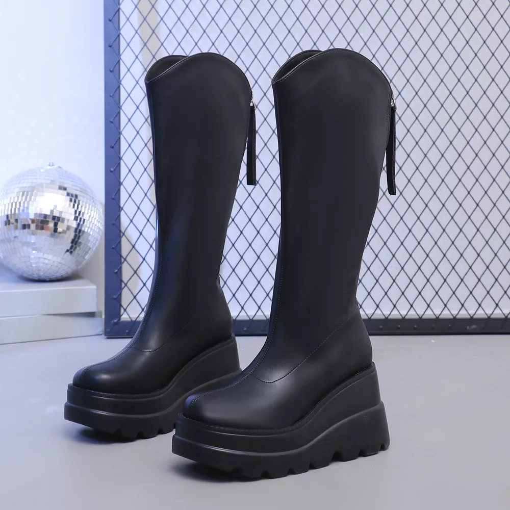 Round Toe Platform Wedge Boots, image 6
