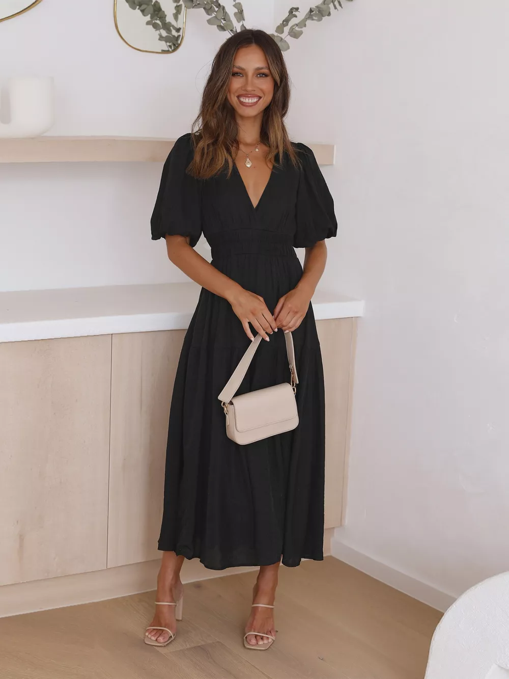 Tiered Puff Sleeve Midi Dress, image 20