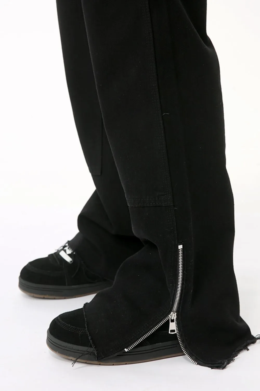 Men's Raw Hem Bootcut Jeans with Zip-Up Sides, image 6