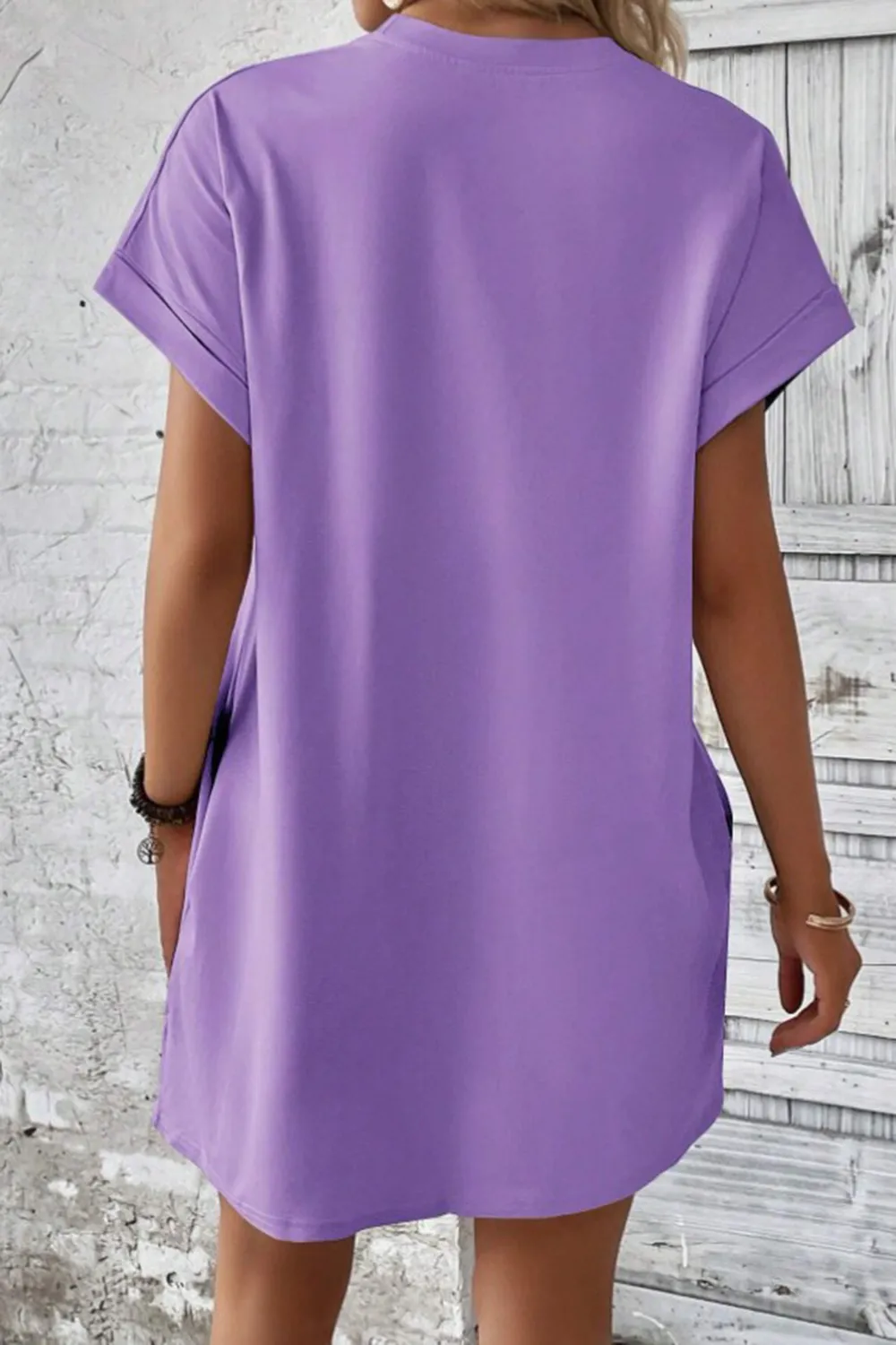 Pocketed Round Neck Short Sleeve Dress, image 12