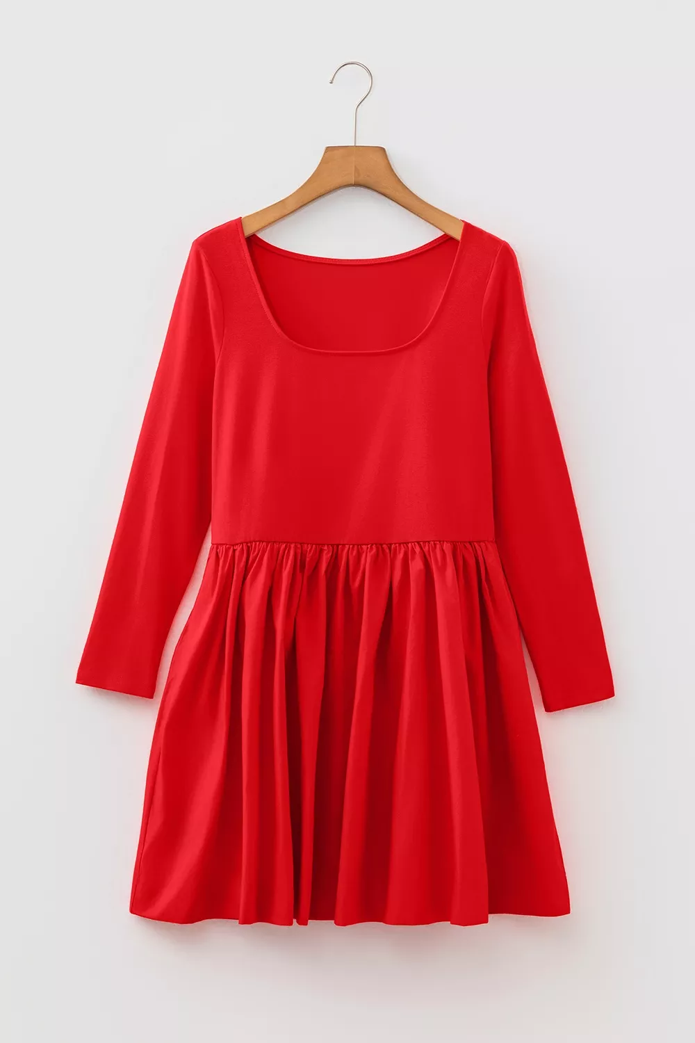 U Neck Long Sleeve Fit and Flare Mini Dress, image 3