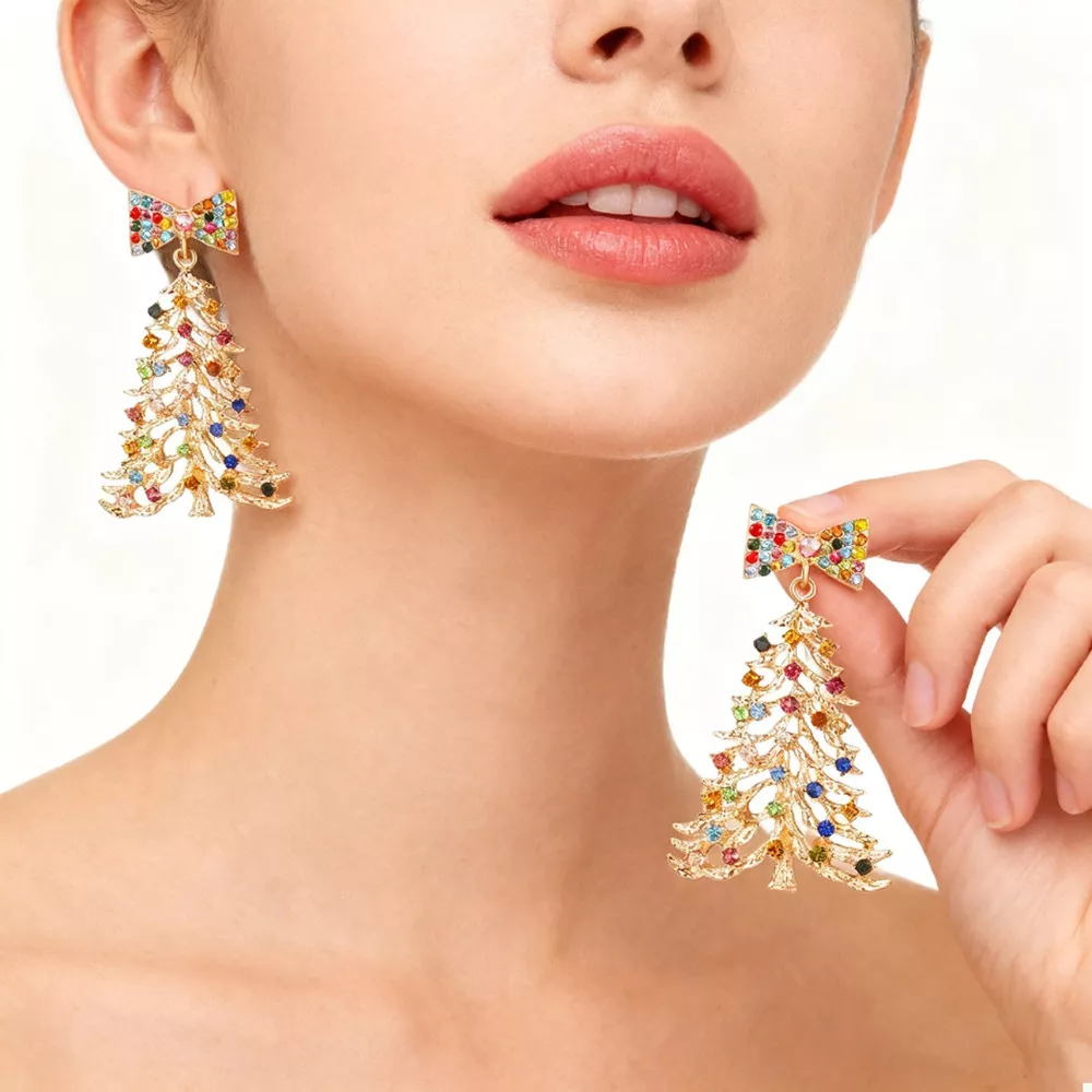 Christmas Tree Bow Drop Earrings, image 9