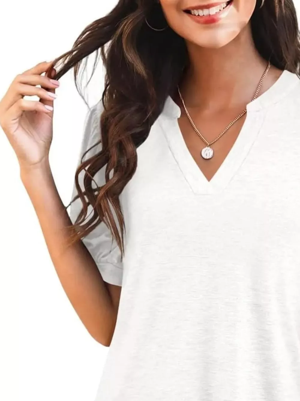 Puff Sleeve Notched Casual T-Shirt, image 24