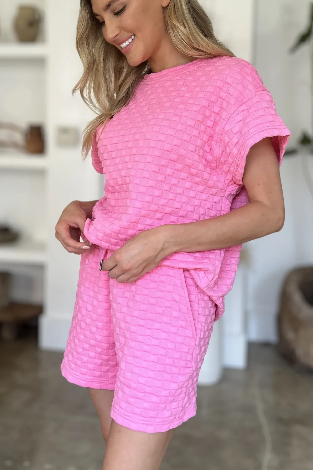 Full Size Texture T-Shirt and Shorts Set, image 25