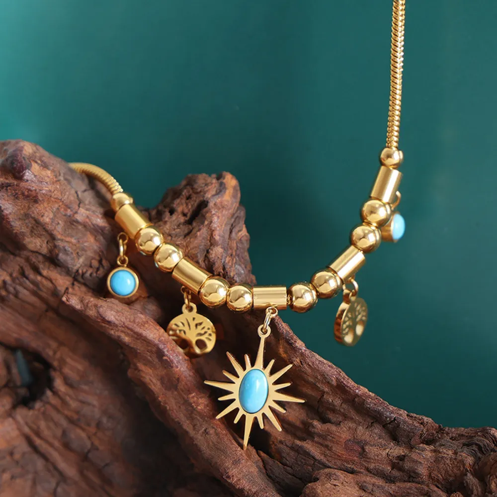 Gold-Plated Titanium Steel Charm Necklace, image 2