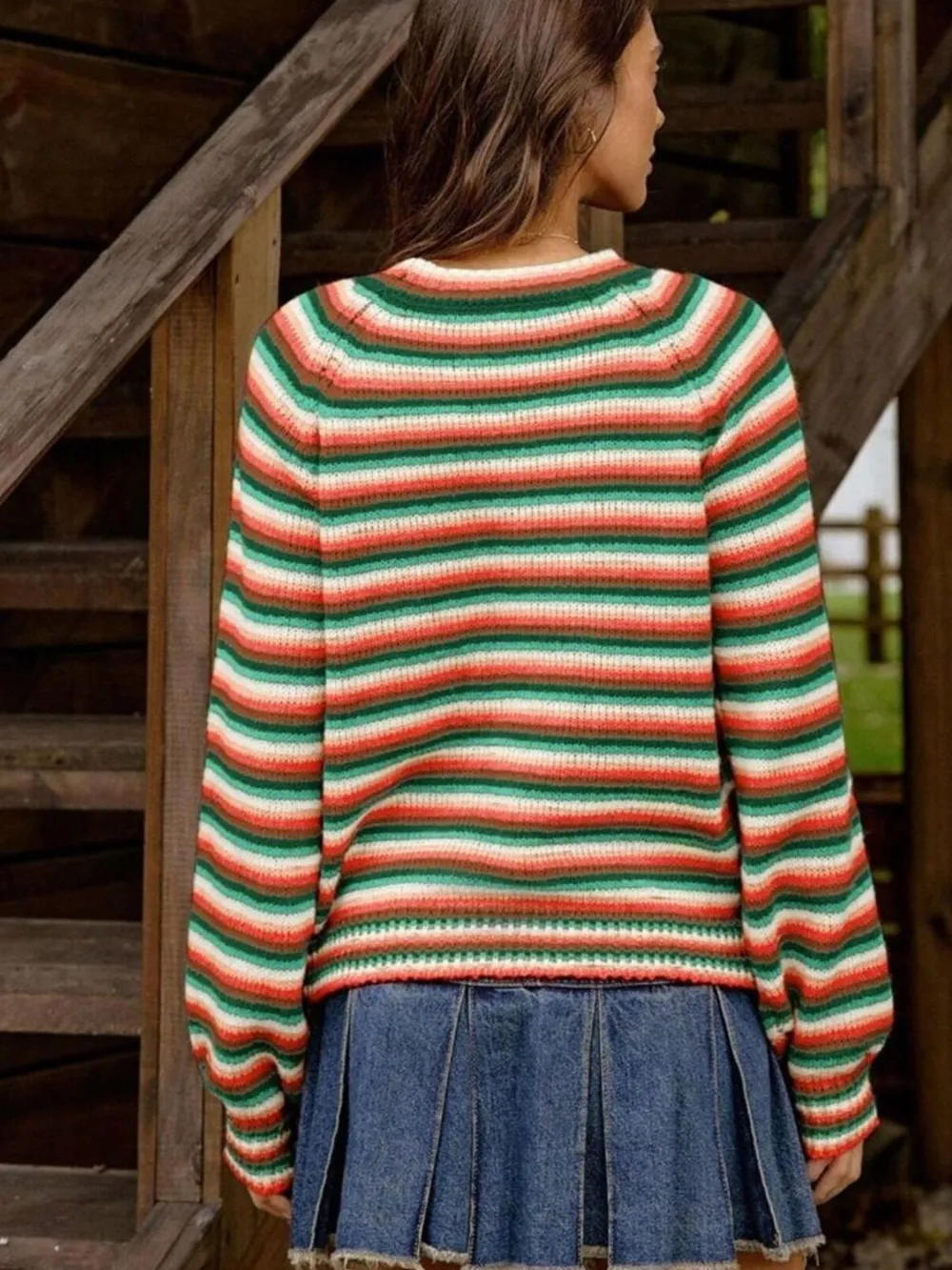 Rainbow Striped Pullover Sweater, image 8