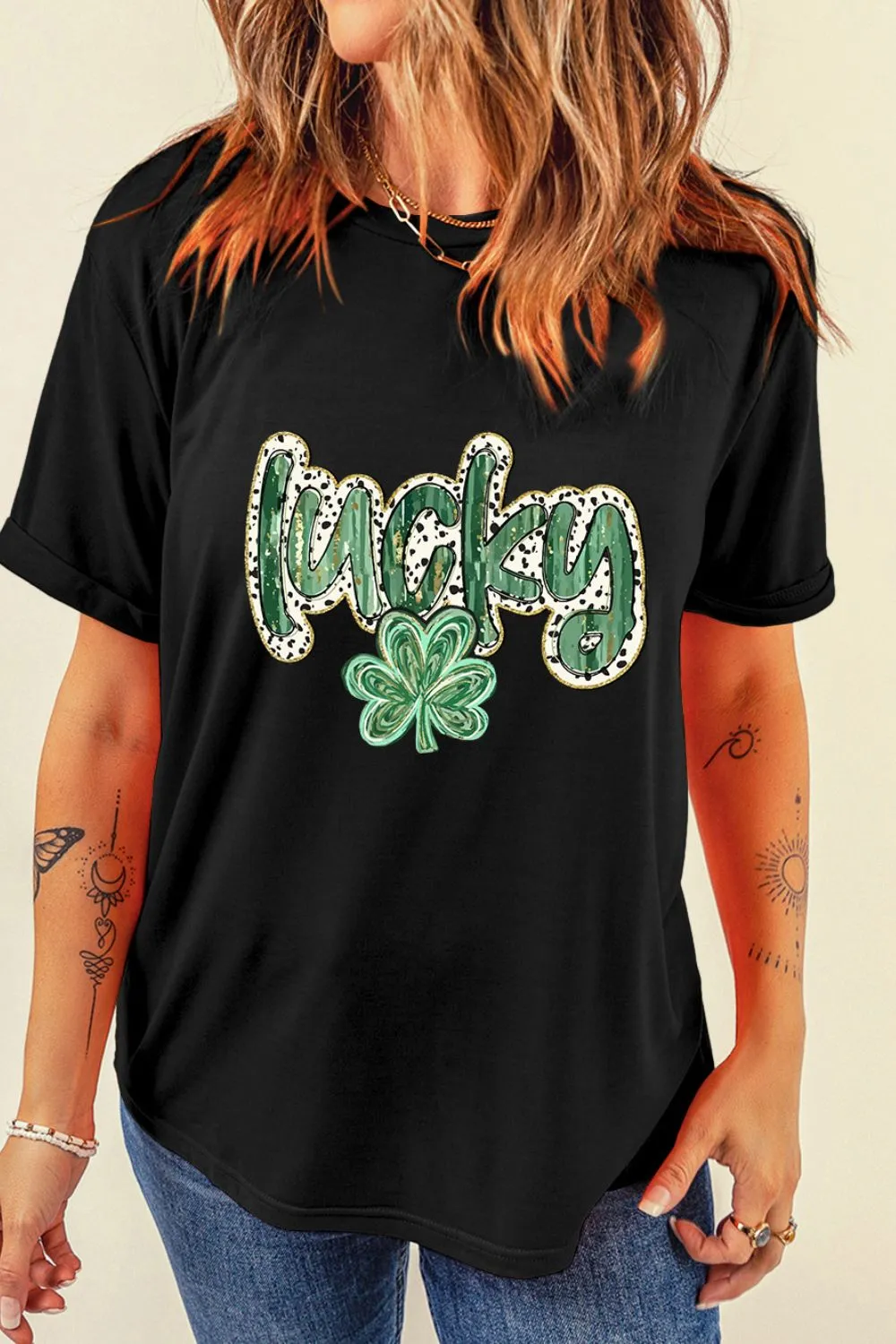 Lucky Clover Graphic T-Shirt, image 4