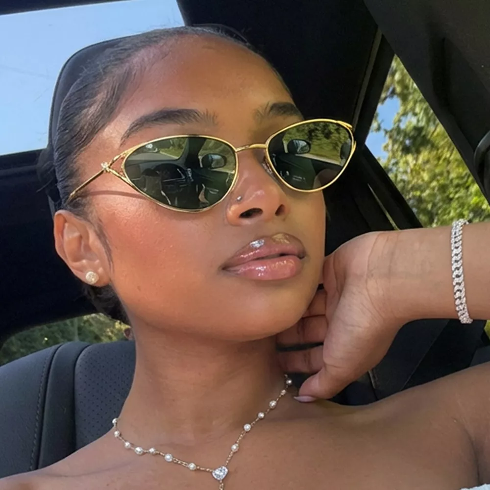 Gold-Rimmed Cat-Eye Sunglasses, image 4