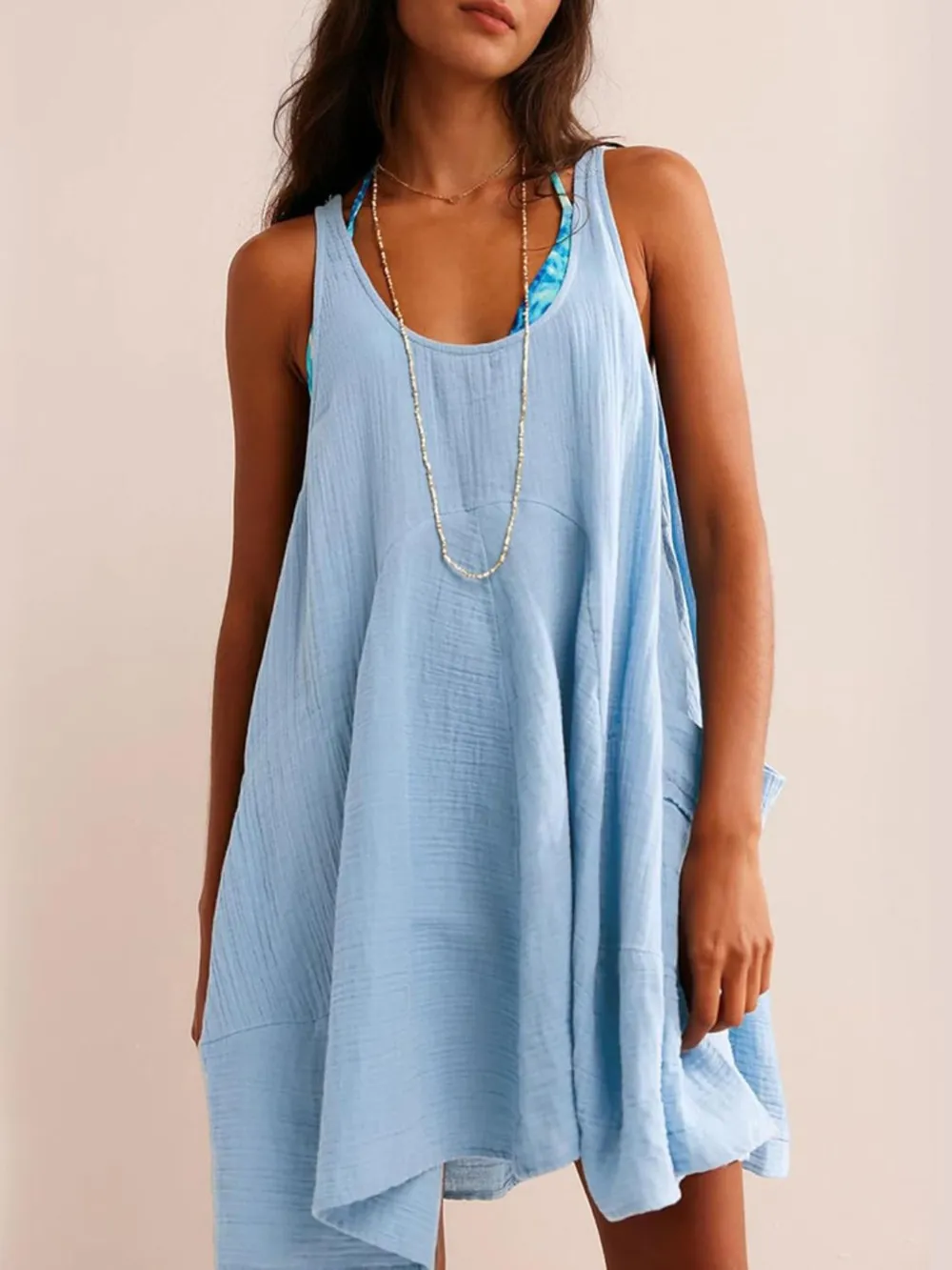 Tied Scoop Neck Wide Strap Mini Dress, image 13