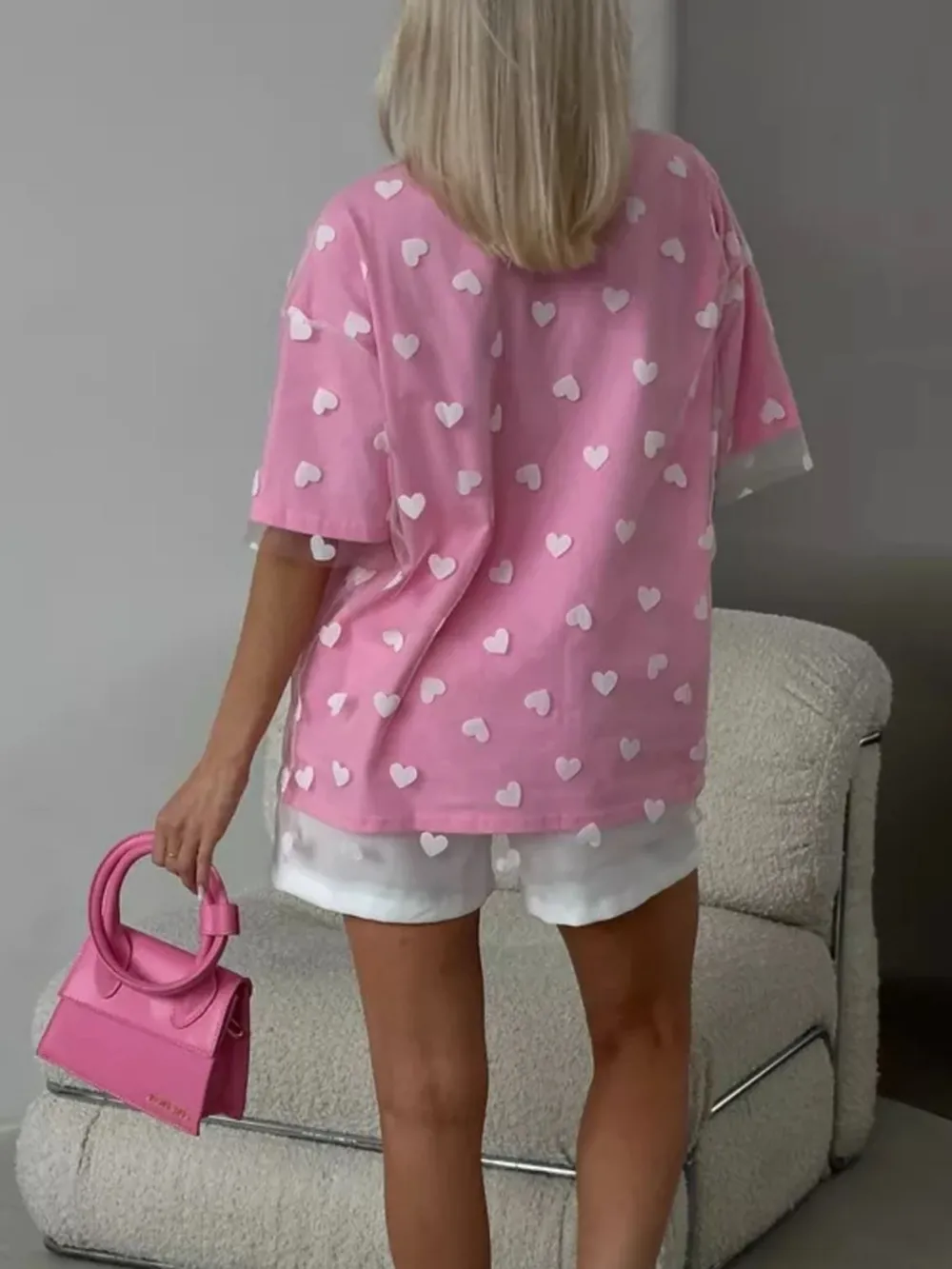 Heart Print Oversized T-Shirt, image 7