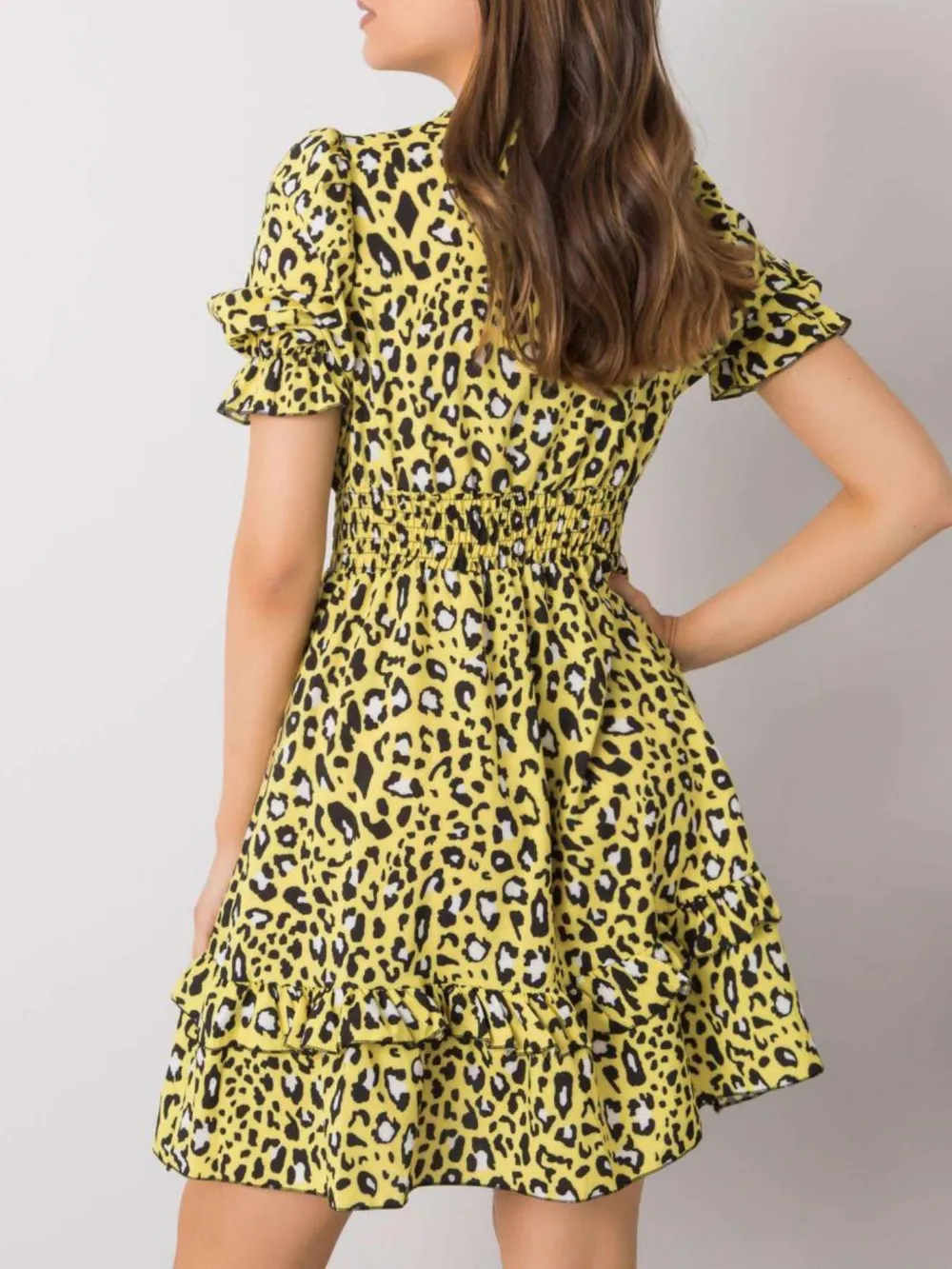Leopard Print Tie Front Short Sleeve Mini Dress, image 8
