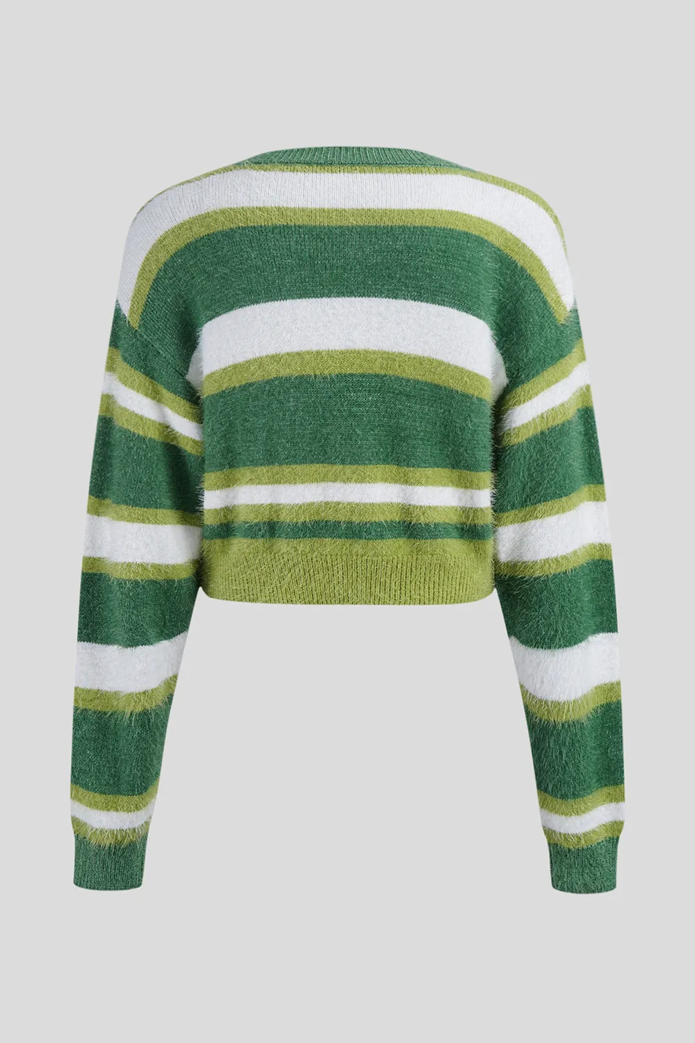 Striped Button Up Dropped Shoulder Cardigan, image 2