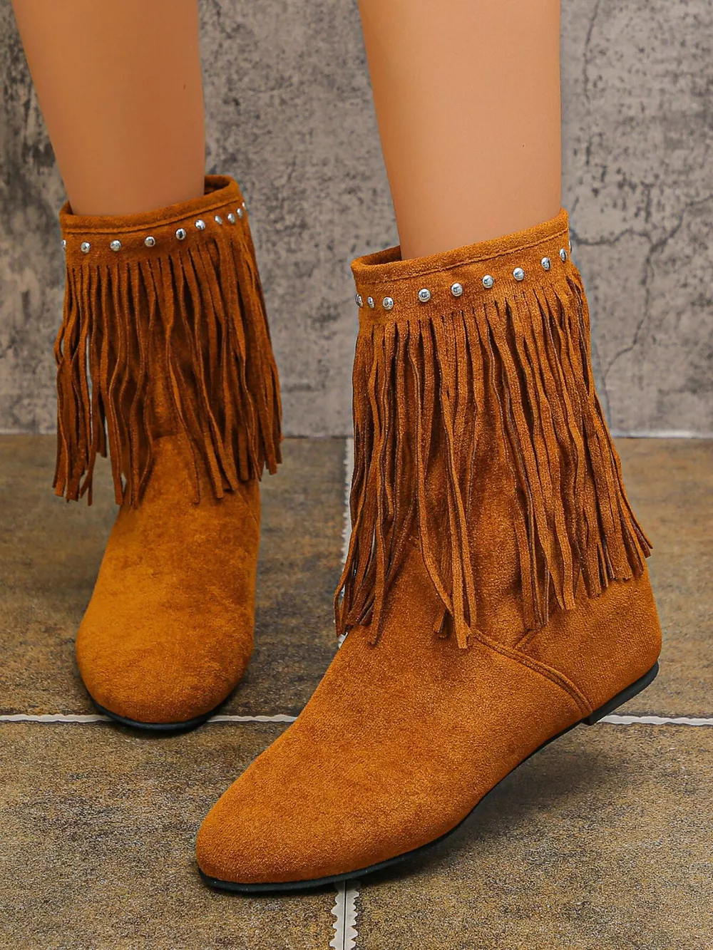 Fringe Boots with Studded Details, image 6