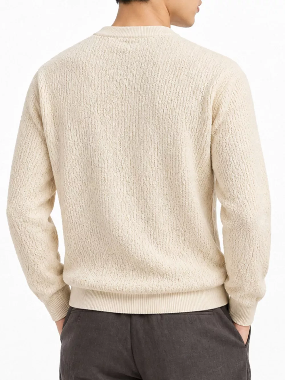 Men's Plus Size Textured Crew Neck Sweater, image 5