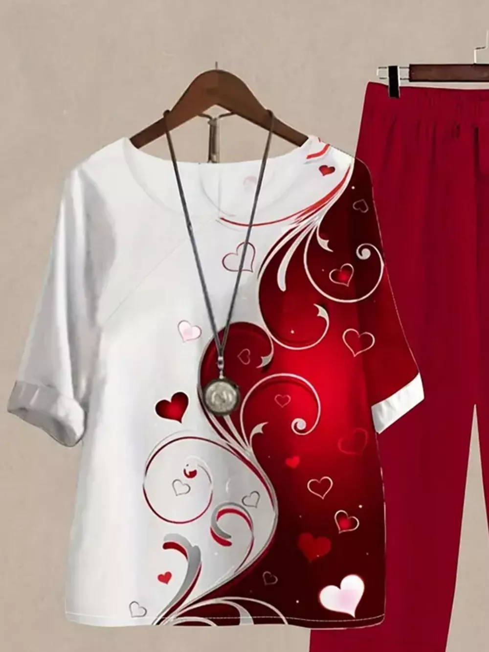 Printed Half Sleeve Top and Pants Set, image 20