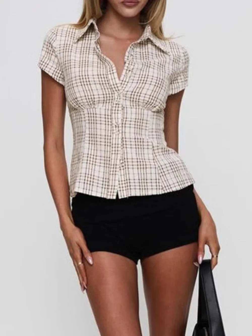 Plaid Short Sleeve Button-Up Shirt, image 4