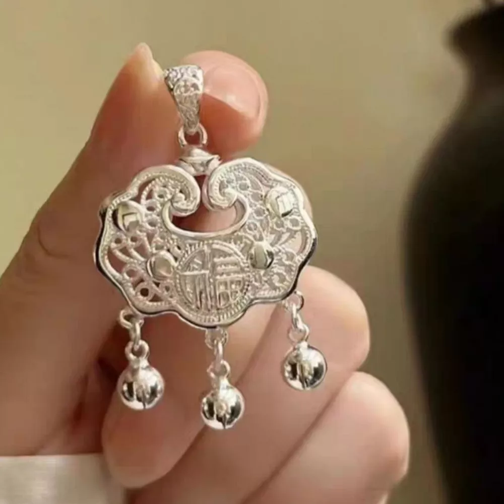 925 Sterling Silver Lock Pendant Necklace, image 6