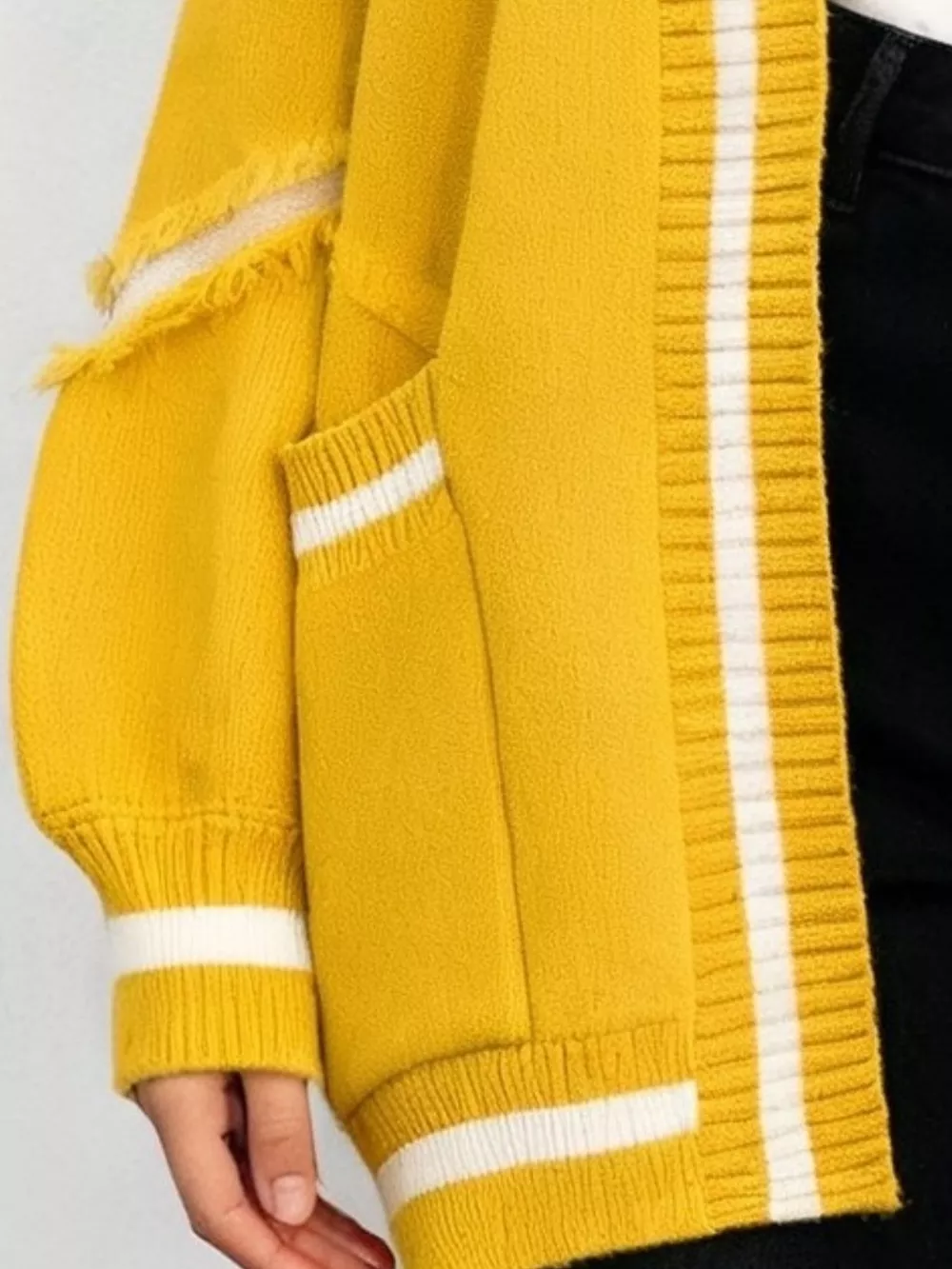 Frayed Hem Open Front Cardigan, image 6