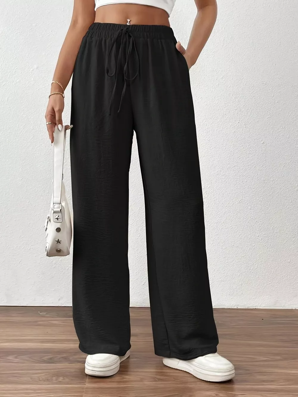 Casual Drawstring Wide Leg Pants, image 14