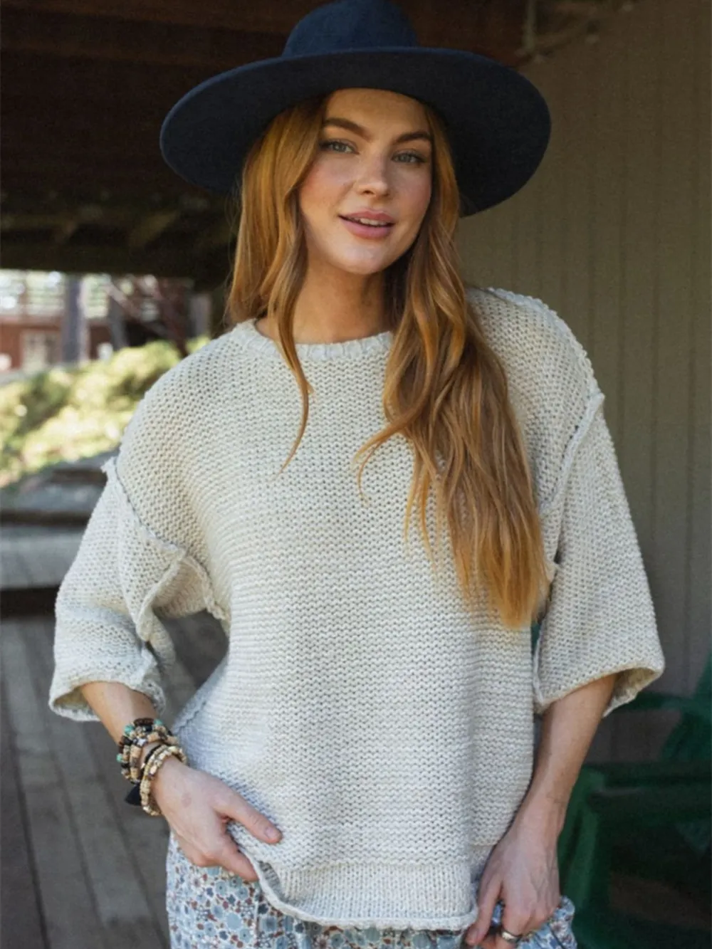 Round Neck Oversized Knit Top with Relaxed Fit, image 10
